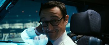 Movie still from “7500” (2019), directed by Patrick Vollrath – A person in a car wearing glasses; Close Up shot, Low angle