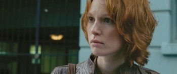 Movie still from “88 Minutes” (2007), directed by Jon Avnet – A person with red hair; Close Up shot, Low angle