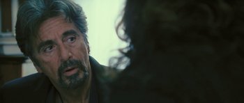 Movie still from “88 Minutes” (2007), directed by Jon Avnet – A person talking to another person; Close Up shot, Over the shoulder angle