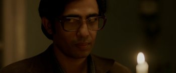 Movie still from “A Death in the Gunj” (2016), directed by Konkona Sen Sharma – A person wearing glasses; Close Up shot, Over the shoulder angle