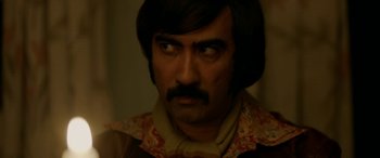 Movie still from “A Death in the Gunj” (2016), directed by Konkona Sen Sharma – A person with a mustache; Close Up shot, Over the shoulder angle