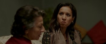 Movie still from “A Death in the Gunj” (2016), directed by Konkona Sen Sharma – Two women are sitting in front of each other; Close Up shot, Over the shoulder angle