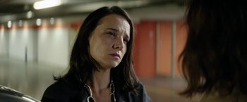 Movie still from “A Fantastic Woman” (2017), directed by Sebastián Lelio – A person with long black hair; Close Up shot, Low angle