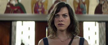 Movie still from “A Fantastic Woman” (2017), directed by Sebastián Lelio – A person wearing a necklace; Close Up shot, Over the shoulder angle