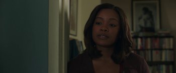 Movie still from “A Journal for Jordan” (2021), directed by Denzel Washington – A person looking at the camera; Close Up shot, Over the shoulder angle