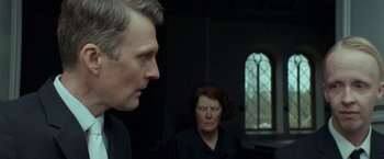 Movie still from “A Man Called Ove” (2015), directed by Hannes Holm – A man and a woman are looking at each other; Close Up shot, Over the shoulder angle