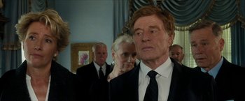 Movie still from “A Walk in the Woods” (2015), directed by Ken Kwapis – A man and a woman in a suit and tie; Close Up shot, Over the shoulder angle