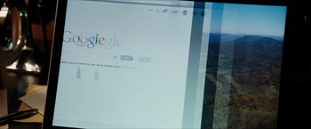 Movie still from “A Walk in the Woods” (2015), directed by Ken Kwapis – A computer screen showing a google page; Extreme Close Up shot, High angle