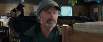 Movie still from “A Walk in the Woods” (2015), directed by Ken Kwapis – A person wearing a hat; Close Up shot, Over the shoulder angle