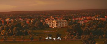 Movie still from “Abraham Lincoln: Vampire Hunter” (2012), directed by Timur Bekmambetov – An aerial view of the white house at sunset; Extreme Wide shot, High angle