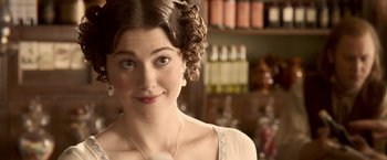 Movie still from “Abraham Lincoln: Vampire Hunter” (2012), directed by Timur Bekmambetov – A beautiful young lady wearing a white dress; Close Up shot, Over the shoulder angle