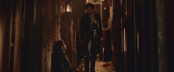 Movie still from “Abraham Lincoln: Vampire Hunter” (2012), directed by Timur Bekmambetov – Two men are standing in an alleyway; Wide shot, High angle