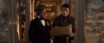 Movie still from “Abraham Lincoln: Vampire Hunter” (2012), directed by Timur Bekmambetov – Two men standing next to each other in a room; Medium shot, High angle