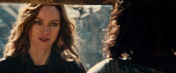 Movie still from “Allegiant” (2016), directed by Robert Schwentke – A woman's face and hair; Close Up shot, Over the shoulder angle