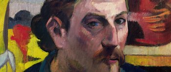 Movie still from “American Animals” (2018), directed by Bart Layton – A painting of a man's face; Extreme Close Up shot, Overhead angle