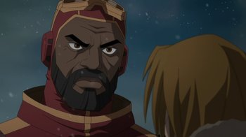 Movie still from “Batman: Death in the Family” (2020), directed by Brandon Vietti – An image of an animated character looking at the camera; Close Up shot, Over the shoulder angle