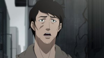 Movie still from “Batman: Death in the Family” (2020), directed by Brandon Vietti – An animated picture of a man with a surprised look on his face; Close Up shot, High angle