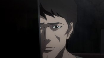 Movie still from “Batman: Death in the Family” (2020), directed by Brandon Vietti – A man's face in a dark room; Close Up shot, Low angle