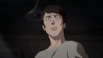 Movie still from “Batman: Death in the Family” (2020), directed by Brandon Vietti – An animated picture of a man looking up at the ceiling; Close Up shot, High angle