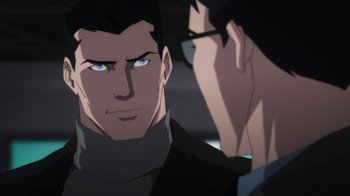 Movie still from “Batman: Hush” (2019), directed by Justin Copeland – A person looking at another person; Close Up shot, Over the shoulder angle