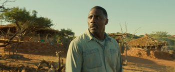 Movie still from “Beast” (2022), directed by Baltasar Kormákur – Idris elba in a scene from the movie beasts of no nation; Close Up shot, Low angle