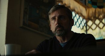 Movie still from “Beautiful Boy” (2018), directed by Felix van Groeningen – A person with a beard; Close Up shot, Low angle