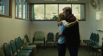 Movie still from “Beautiful Boy” (2018), directed by Felix van Groeningen – A man and a woman are dancing in a room; Medium shot, Over the shoulder angle