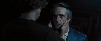 Movie still from “Beautiful Creatures” (2013), directed by Richard LaGravenese – An older man with blue hair looking into a mirror; Close Up shot, Over the shoulder angle
