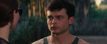 Movie still from “Beautiful Creatures” (2013), directed by Richard LaGravenese – A person wearing a tank top; Close Up shot, Over the shoulder angle