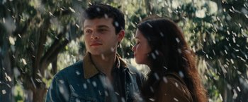 Movie still from “Beautiful Creatures” (2013), directed by Richard LaGravenese – A man and a woman standing next to each other; Close Up shot, Low angle