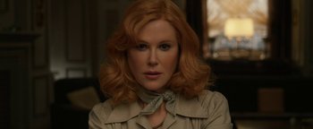 Movie still from “Being the Ricardos” (2021), directed by Aaron Sorkin – A person with red hair; Close Up shot, Low angle