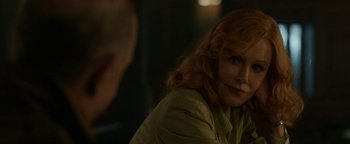 Movie still from “Being the Ricardos” (2021), directed by Aaron Sorkin – A person sitting in front of a mirror; Close Up shot, Over the shoulder angle