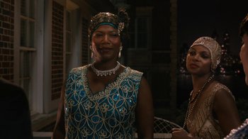 Movie still from “Bessie” (2015), directed by Dee Rees – A woman in a blue dress standing next to another woman in a blue dress; Close Up shot, Over the shoulder angle