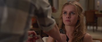 Movie still from “Better Watch Out” (2016), directed by Chris Peckover – A young woman looking up at a man holding her hand; Close Up shot, Over the shoulder angle