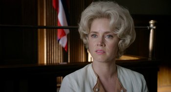 Movie still from “Big Eyes” (2014), directed by Tim Burton – A person wearing a white shirt; Close Up shot, Over the shoulder angle