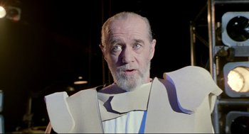 Movie still from “Bill & Ted's Bogus Journey” (1991), directed by Peter Hewitt – An old man with a beard and a white beard; Close Up shot, Low angle