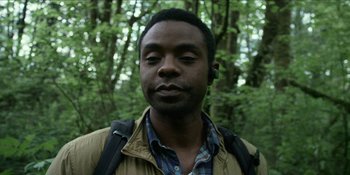 Movie still from “Blair Witch” (2016), directed by Adam Wingard – A person wearing a jacket; Close Up shot, Low angle