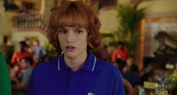 Movie still from “Blended” (2014), directed by Frank Coraci – A person wearing a blue shirt; Close Up shot, Over the shoulder angle