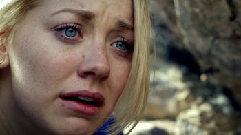 Movie still from “Blue Jay” (2016), directed by Alex Lehmann – A person with blue eyes; Extreme Close Up shot, Over the shoulder angle