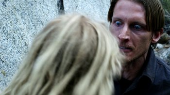 Movie still from “Blue Jay” (2016), directed by Alex Lehmann – A person's face with long blonde hair; Close Up shot, Over the shoulder angle