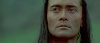 Movie still from “Brotherhood of the Wolf” (2001), directed by Christophe Gans – A person with long hair; Close Up shot, Low angle