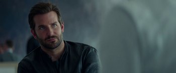 Movie still from “Burnt” (2015), directed by John Wells – A person wearing a leather jacket; Close Up shot, Over the shoulder angle