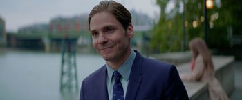 Movie still from “Burnt” (2015), directed by John Wells – A person wearing a suit and tie; Close Up shot, Over the shoulder angle