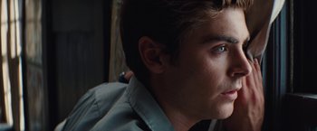 Movie still from “Charlie St. Cloud” (2010), directed by Burr Steers – A person wearing a blue shirt; Close Up shot, Over the shoulder angle