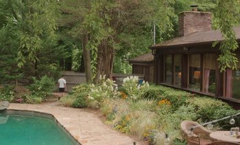 Movie still from “Fire Island” (2022), directed by Andrew Ahn – Extreme Wide shot, High angle