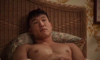 Movie still from “Fire Island” (2022), directed by Andrew Ahn – Close Up shot, High angle