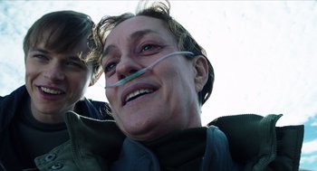 Movie still from “Chronicle” (2012), directed by Josh Trank – A person with a tube in his mouth; Close Up shot, Over the shoulder angle