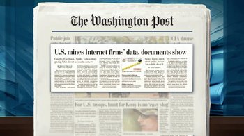 Movie still from “Citizenfour” (2014), directed by Laura Poitras – The washington post has a lot of newspapers in it; Extreme Close Up shot, Low angle