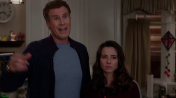 Movie still from “Daddy's Home” (2015), directed by Sean Anders – A man and a woman standing next to each other in a room; Medium shot, Over the shoulder angle