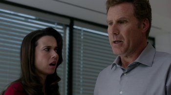 Movie still from “Daddy's Home” (2015), directed by Sean Anders – A man and a woman standing next to each other in a room; Close Up shot, Over the shoulder angle